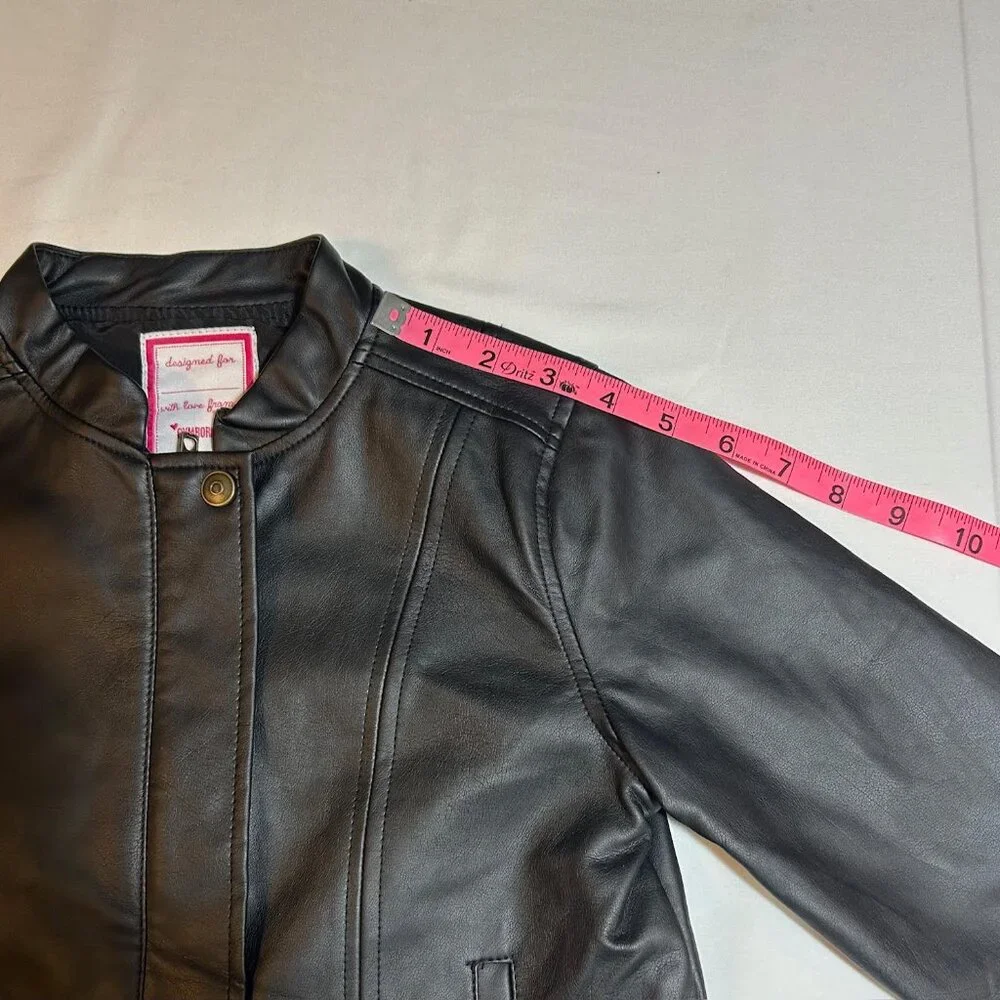 Gymbore Girls Medium 7/8 Black City Kitty Faux Leather Jacket